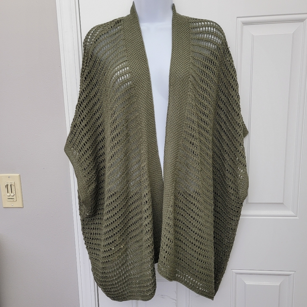 NWT Max Studio London Sage Army Green Open Cardigan Wrap Knit Layering Medium